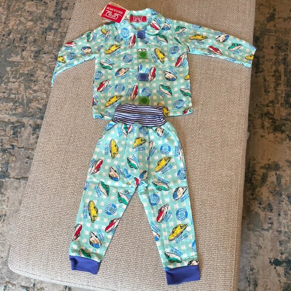 NWT Dentama Shinkansen (Bullet Train) Graphic Pajama Set